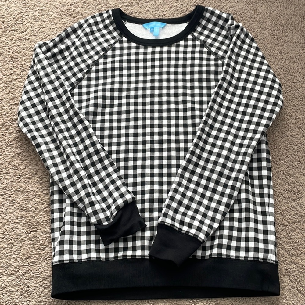 Draper James Natalie sweatshirt in black and white gingham